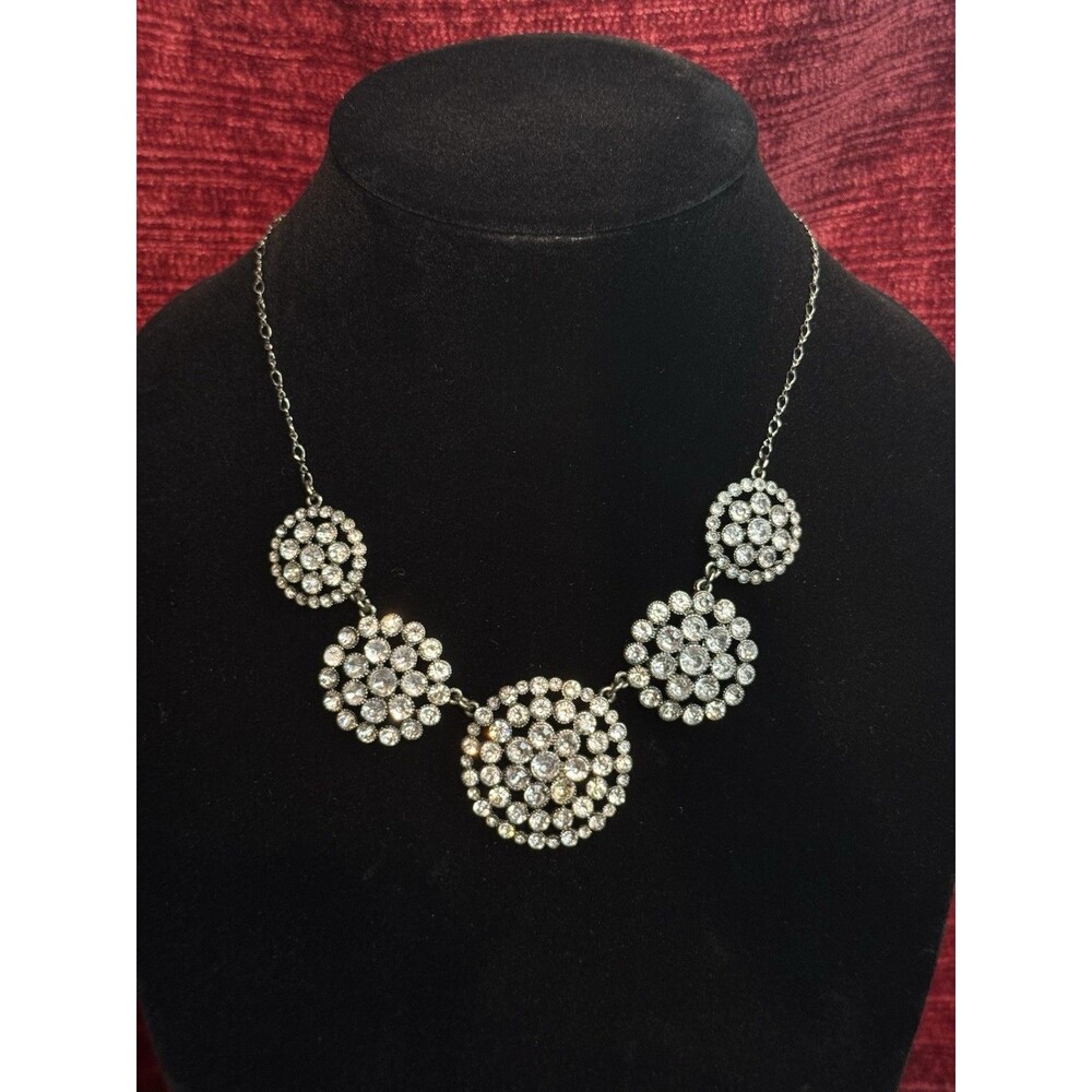 🔥💎VTG Signed Rhinestone Claiborne Spiral Rosette Formal Necklace